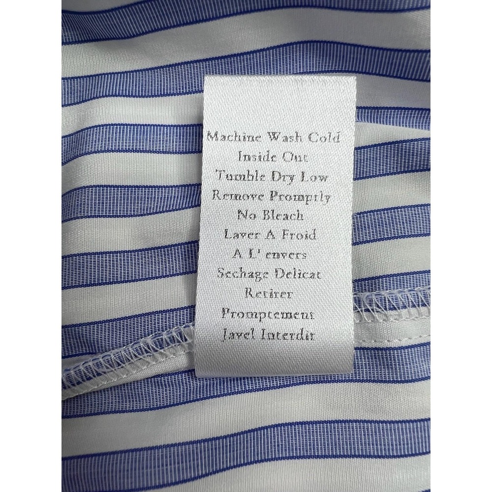 Frank & Eileen Shirt Womens Small Blue Stripe Joedy Button Up Woven Italy Cotton - Picture 7 of 12